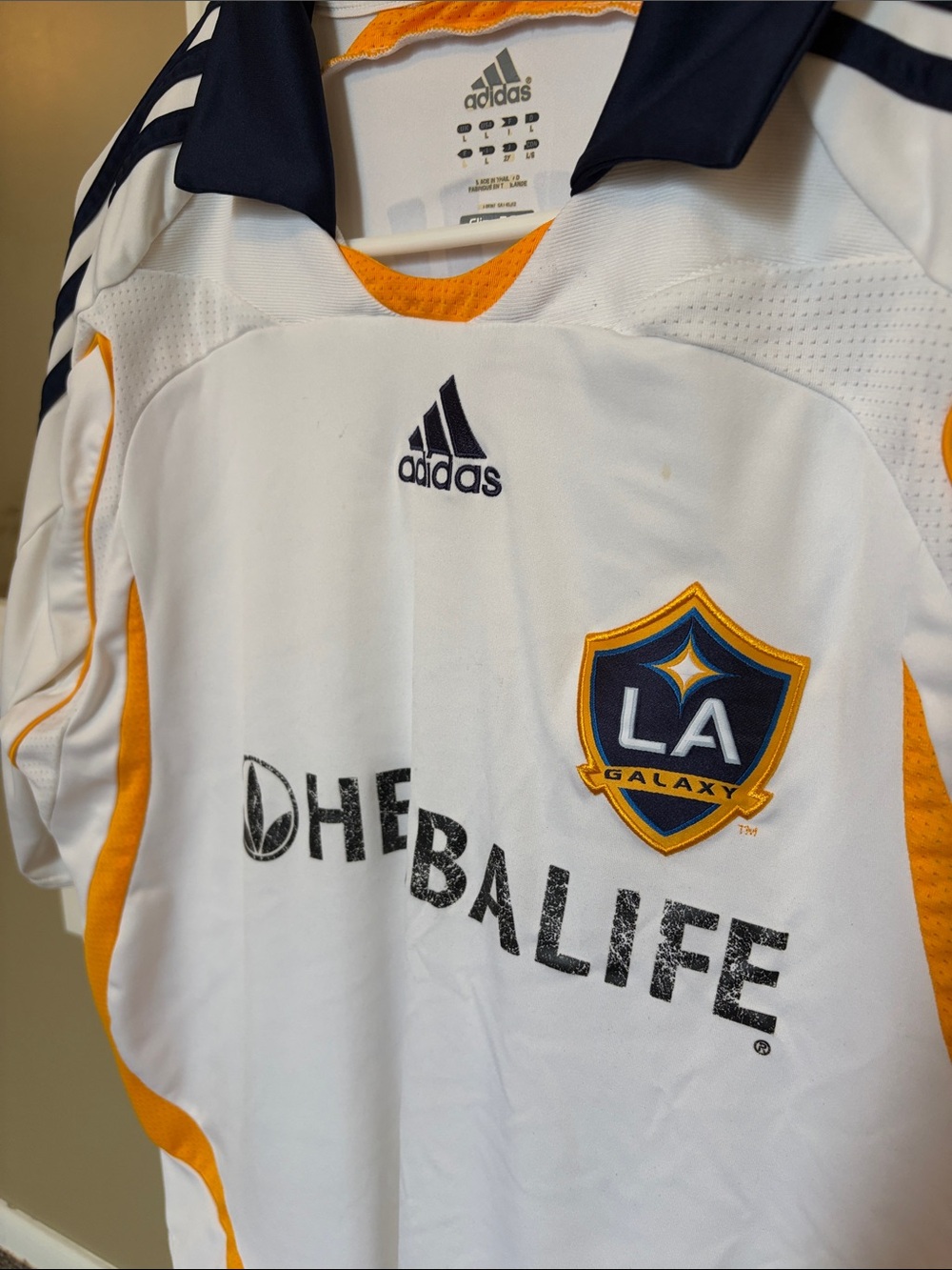 adidas Beckham White and Gold LA Galaxy Soccer Jersey - Picture 2 of 4